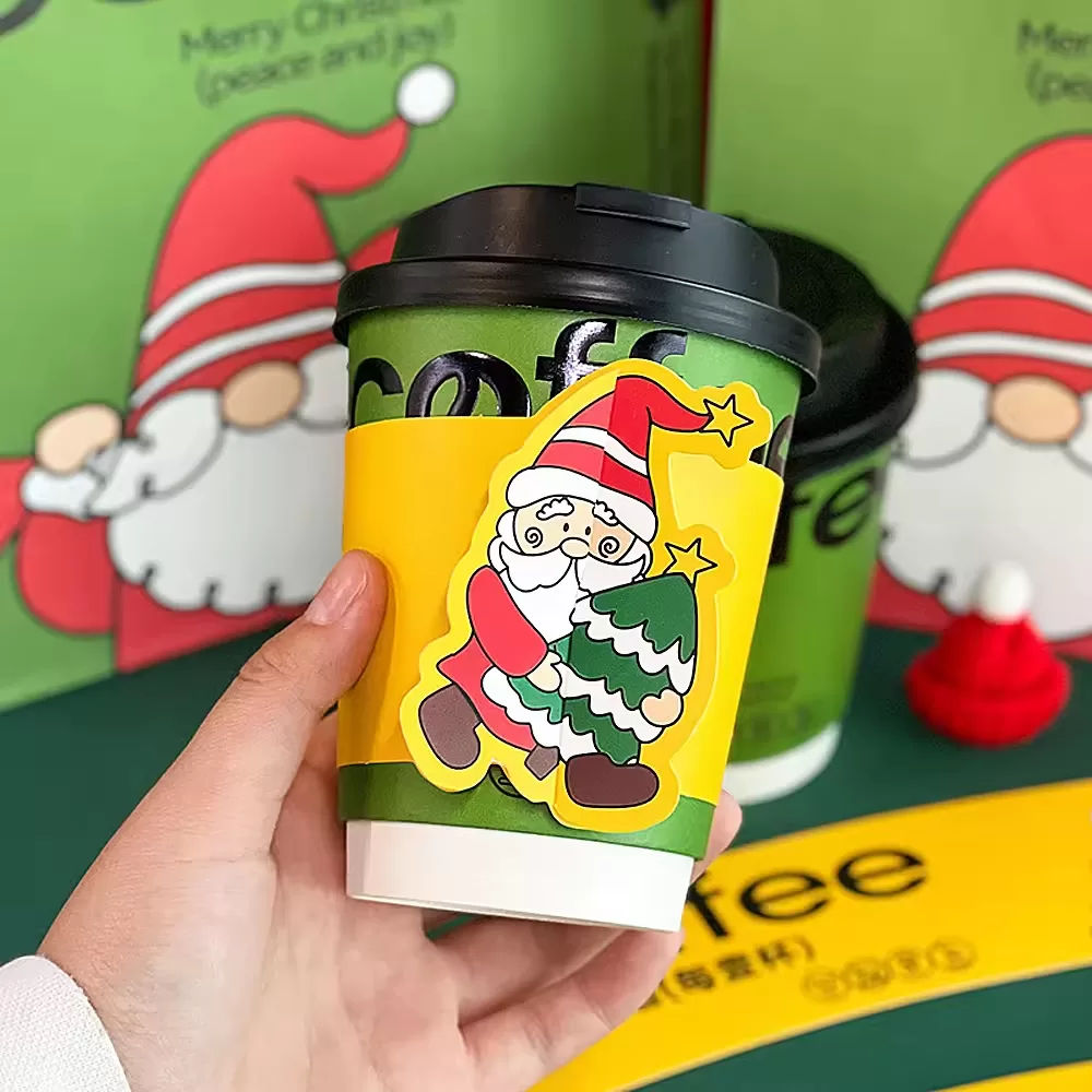 Christmas Holiday Disposable Coffee Cups – 16oz Festive Kraft Paper Hot Drink Cups with Custom Logo – Leak-Proof PE Lined Eco Beverage Cups for Winter Events, Cafes, and Seasonal Parties - 图片 2