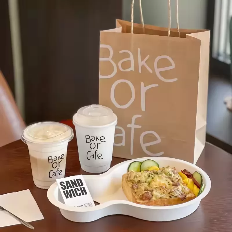 Biodegradable Paper Pulp Lunch Trays – Custom Logo Eco-Friendly 3-Compartment Disposable Food Plates for Restaurants, Schools, Events – Sturdy Takeout Container – 100% Compostable - 图片 3