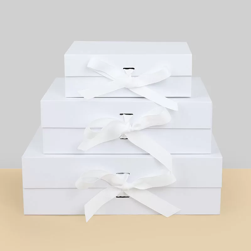Luxury Foldable Magnetic Ribbon Gift Box – Sturdy Cardboard Packaging with Matte/Emboss... - SKU FRB73033 - UGI Packaging