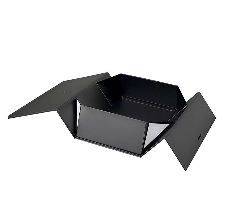 Luxury Magnetic Double Door Gift Box with Ribbon – Foldable Cardboard Packaging for Presents, Events, Retail – Elegant Black & Gold Design – In Stock, Ready to Ship – Custom Available - 图片 4
