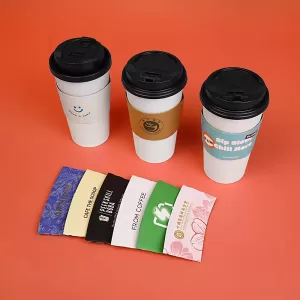 Custom Printed Kraft Paper Cup Sleeves for Milk Tea & Coffee – Double-Layer Heat Barrier Wrap with Logo – 250GSM Eco Insulated Grip for 12–20oz Drinks – Branding Solution for Cafes & Events