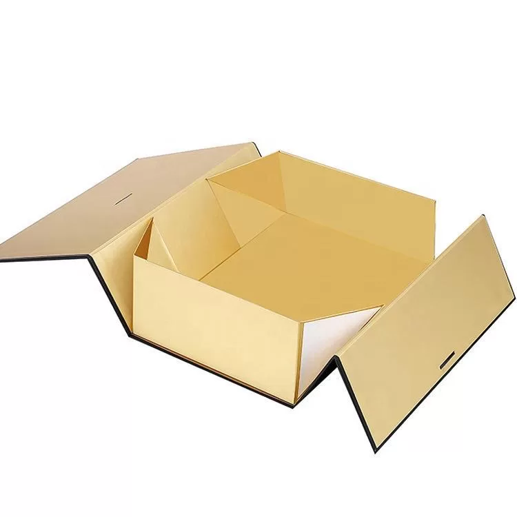 Luxury Magnetic Double Door Gift Box with Ribbon – Foldable Cardboard Packaging for Presents, Events, Retail – Elegant Black & Gold Design – In Stock, Ready to Ship – Custom Available - 图片 2