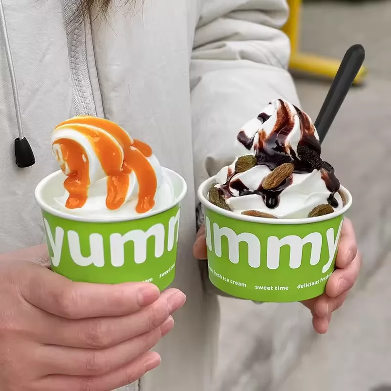 Custom Printed Disposable Ice Cream Paper Cups – Leak-Resistant Single Wall Dessert Bowls for Yogurt, Gelato & Snacks – Eco-Friendly Food Grade Containers for Parties, Cafes – 1000 Pack - 图片 5