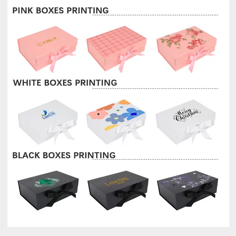 Luxury Foldable Magnetic Ribbon Gift Box – Sturdy Cardboard Packaging with Matte/Emboss... - SKU FRB73033 - UGI Packaging