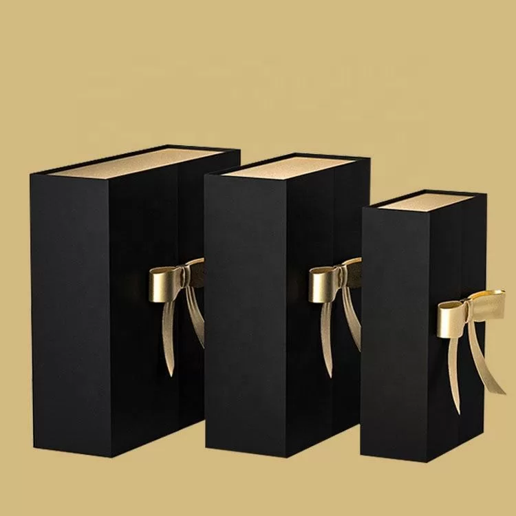 Luxury Magnetic Double Door Gift Box with Ribbon – Foldable Cardboard Packaging for Presents, Events, Retail – Elegant Black & Gold Design – In Stock, Ready to Ship – Custom Available - 图片 13