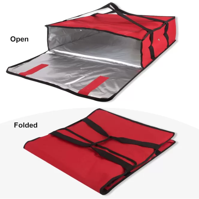 Thermal Pizza Delivery Bag 20x20x6 – Insulated Carrier for 3 Large Pizzas, Red Striped Design for Takeout, Catering, Personal Use – Reusable, Lightweight, In Stock – Custom Logo Available - 图片 4