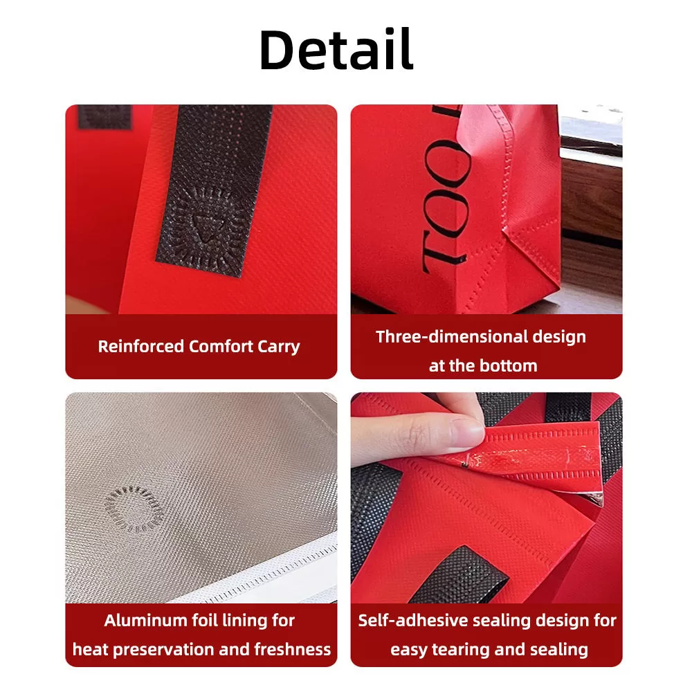 Reusable Insulated Food Delivery Bag with Handle – Custom Size Thermal Tote for Takeout, Picnic, Grocery, or Catering – Leak-Proof, Foldable, Eco-Friendly, Lightweight & Durable - 图片 4