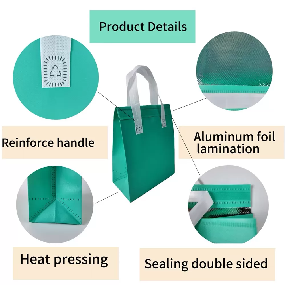 Reusable Insulated Thermal Cooler Bag – Eco-Friendly Non-Woven Food Delivery Tote with Zipper for Hot Coffee, Groceries & Takeout – Waterproof, Foldable, Large Capacity – In Stock - 图片 6