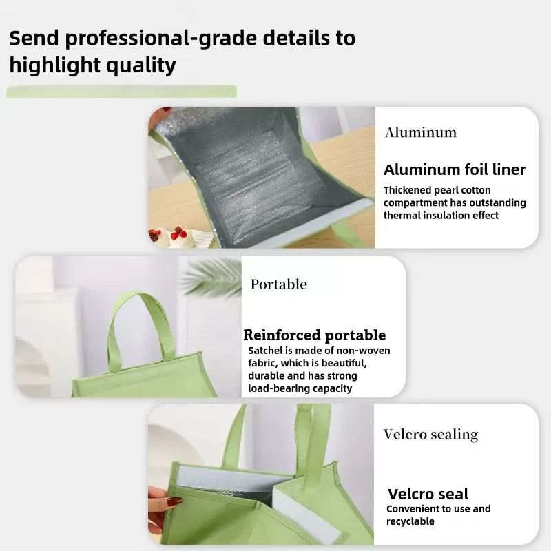 Double-Layer Insulated Cake Cooler Bag – Thermal Bento Tote with Handle for Dessert, Lu... - SKU ICB16729 - UGI Packaging