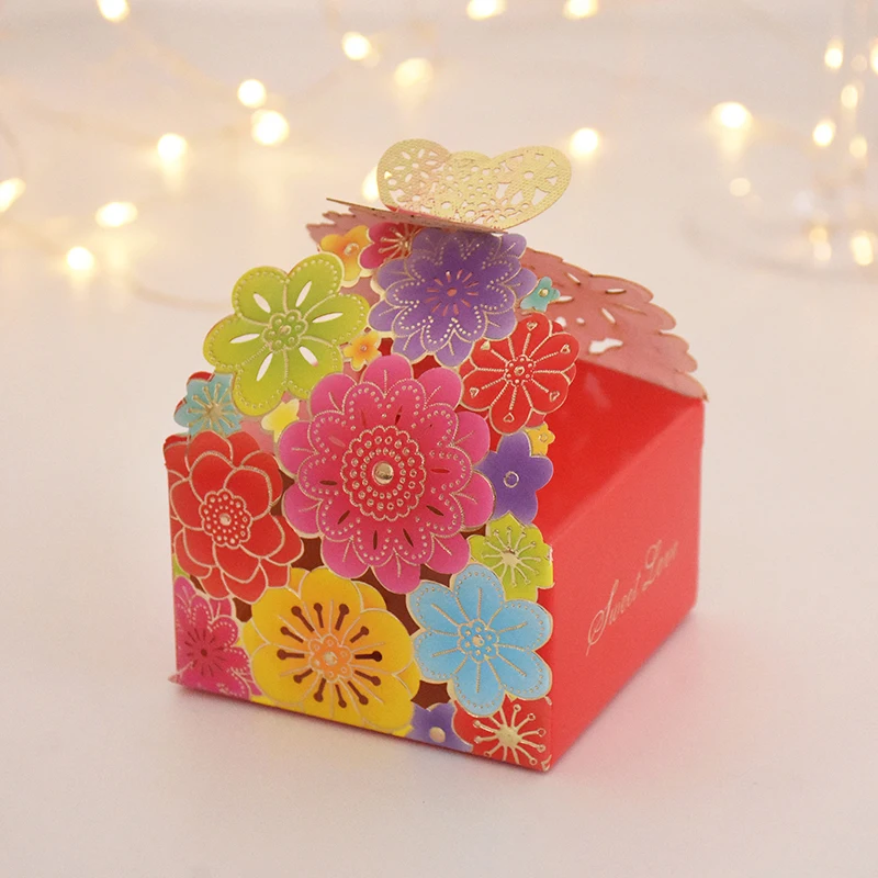 10/20Pcs Pink Butterfly Floral Laser Cut Candy Boxes for Wedding Favors, Birthday Party, Baby Shower – Chocolate Gift Packaging Box for Guests, Foldable Paper Card Box Decorations 9