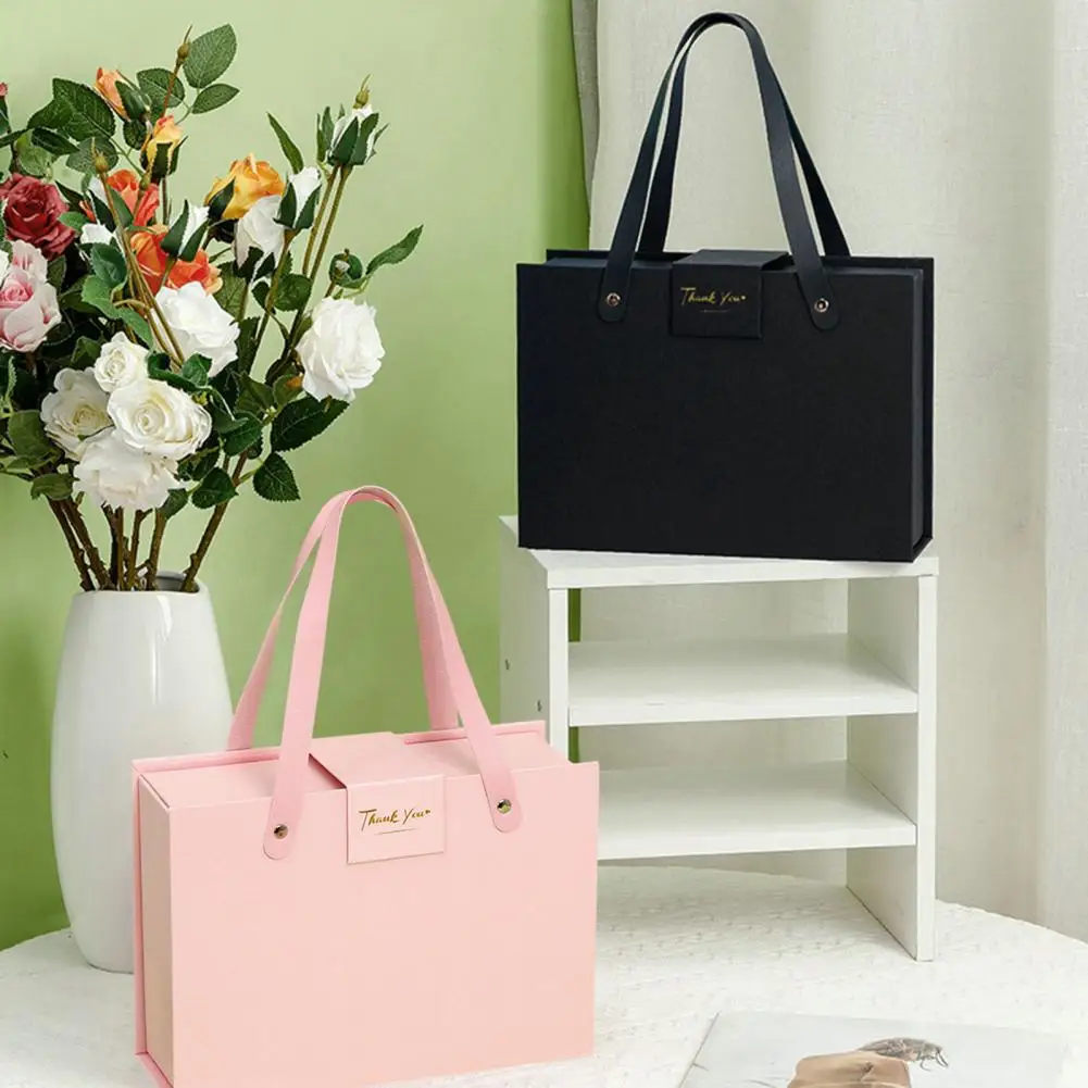 Flap Folding Gift Box with Hidden Magnetic Closure and Durable Handle – Rectangular handheld box perfect for Tanabata, weddings, birthdays, or elegant gift packaging. Stylish, sturdy, and reusable. - 图片 2