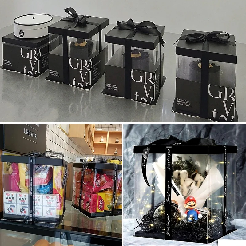 Clear PVC Gift Box – Crystal Display Packaging Case for Rose Bears, Cakes, Wedding Favors, Birthday & Christmas Gifts – Decorative Dessert Box for Retail, Display, Events & Keepsakes - 图片 6