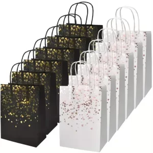 Recyclable Bronzing Love Kraft Paper Bags – Sturdy gift bags with handles, perfect for packing candy, cookies, or snacks. Ideal for weddings, birthdays, Christmas, and festive party decorations.