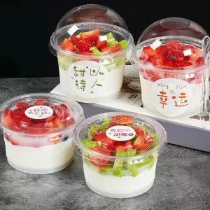50/100PCS 250ML Clear Disposable Plastic Dessert Cups with Dome/Flat Lids – Ideal for Ice Cream, Parfaits, Yogurt, Salads, Puddings, and Party Treats – BPA-Free, Leak-Resistant, Stackable