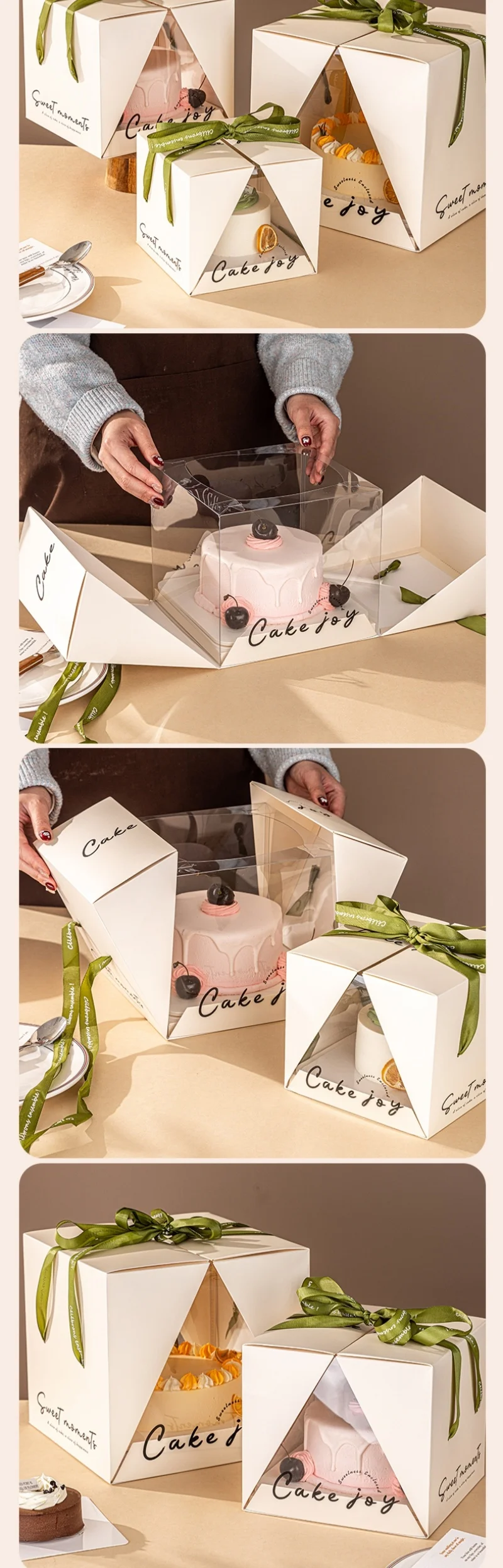 Life Surprise Cake Box with Handle – Recyclable Paper Box for 4/6/8 Inch Cakes – Ideal for Weddings, Birthdays, Baby Showers, Party Celebrations, Gift Display, Takeout & Cake Transport