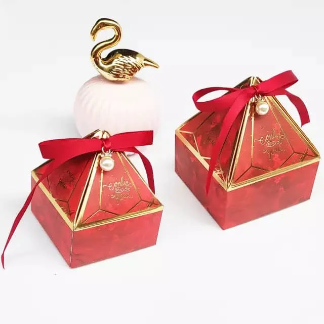 Laser-cut hollow lace flower candy box in Navy, White, Gold, or Blue. Elegant DIY favor... - SKU CGB12805 - UGI Packaging