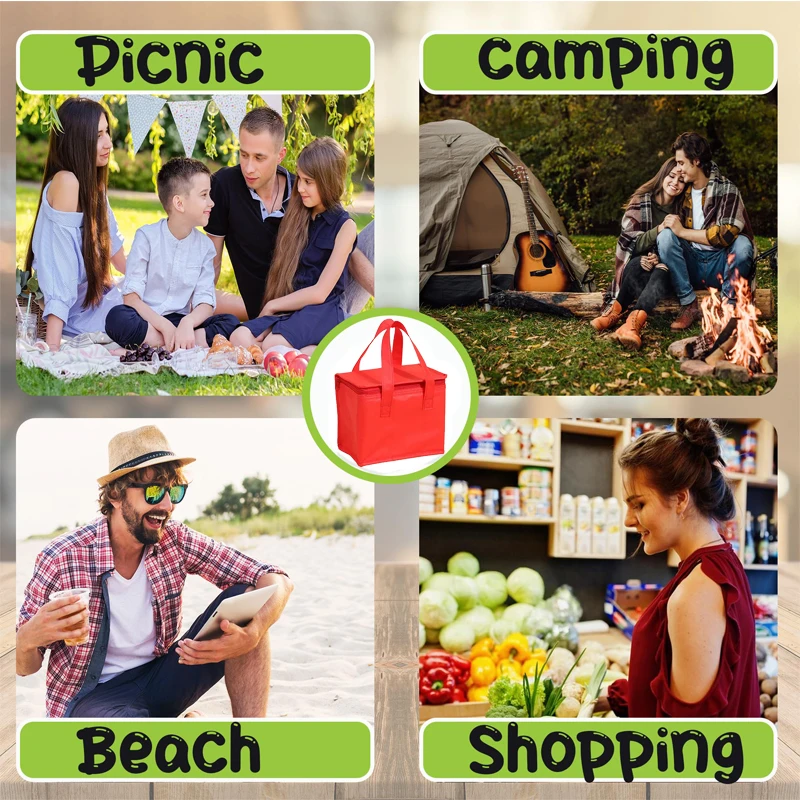 Portable Insulated Lunch Cooler Bag – Foldable Thermal Tote for Food, Drinks, Beer, Ice Packs – Reusable Delivery Bag for Work, Picnic, Camping, Outdoor Travel, Grocery & More 5