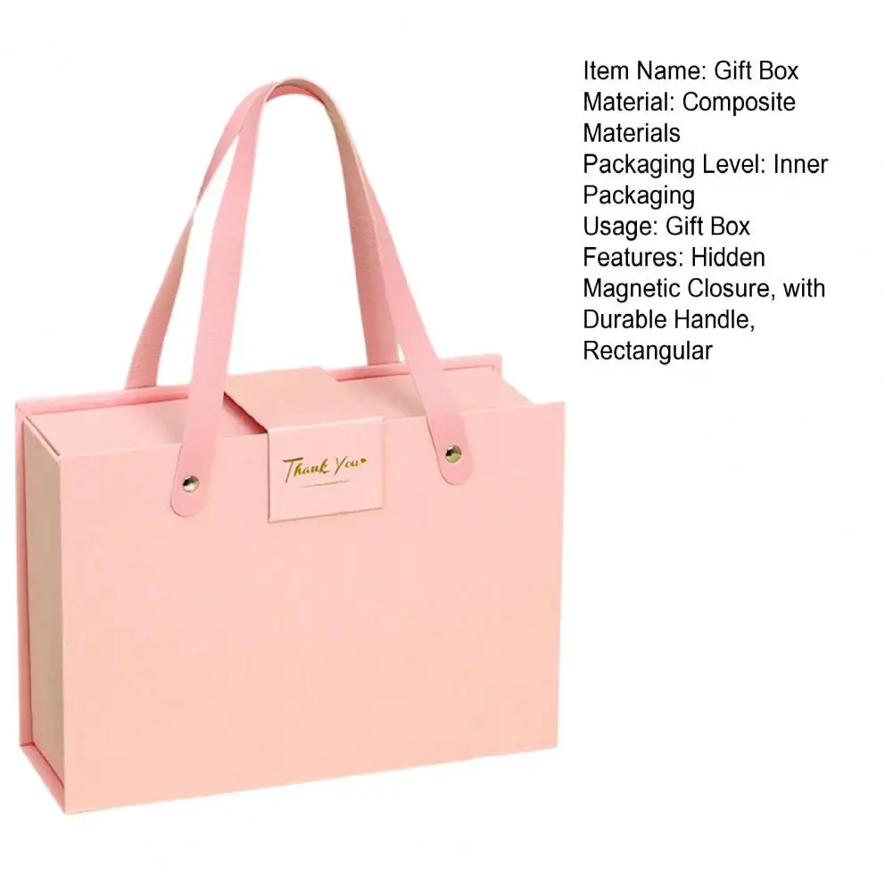 Flap Folding Gift Box with Hidden Magnetic Closure and Durable Handle – Rectangular handheld box perfect for Tanabata, weddings, birthdays, or elegant gift packaging. Stylish, sturdy, and reusable. 12