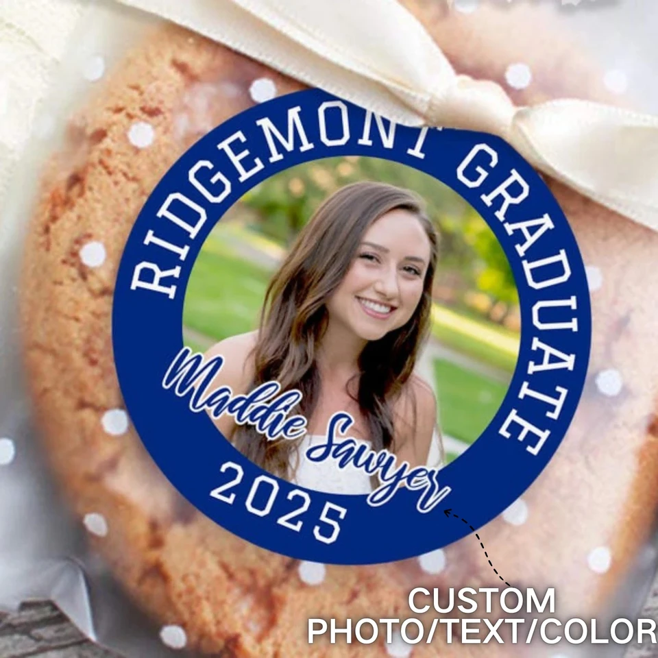 48pcs Custom Graduation Photo Stickers – 4CM Waterproof Vinyl Labels with Personalized Text – Thank You Stickers for Graduation Party Favors, Gift Bags, Envelopes, Bottles & Event Decor - 图片 6