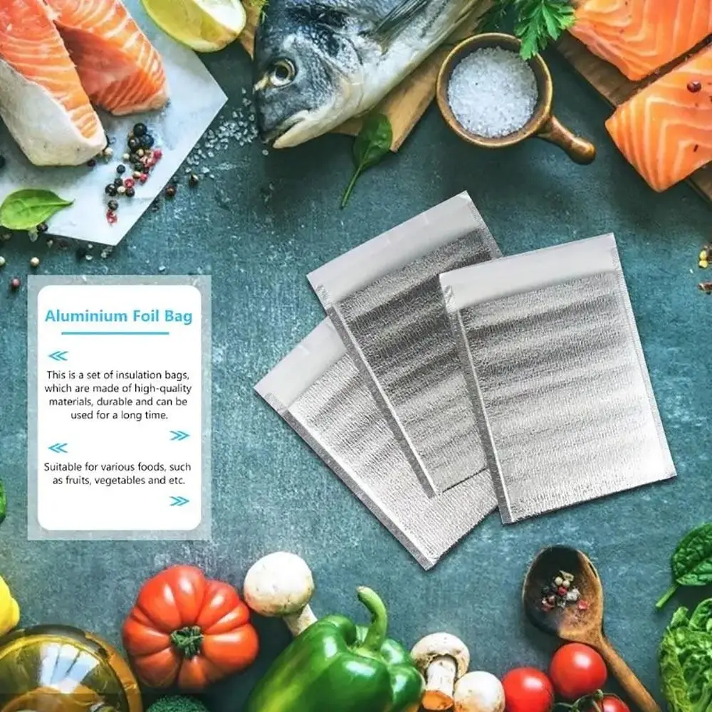 Insulated Aluminum Foil Cooler Bags with Closure – Reusable Thermal Storage Bags for Hot & Cold Food, Drinks, Delivery, Picnic, Takeout – Leakproof, Space-Saving Design 7