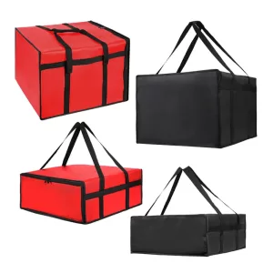 Waterproof reusable insulated pizza delivery bag keeps food hot or cold. Portable and durable, perfect for pizza delivery, grocery shopping, picnics, and food storage on the go.
