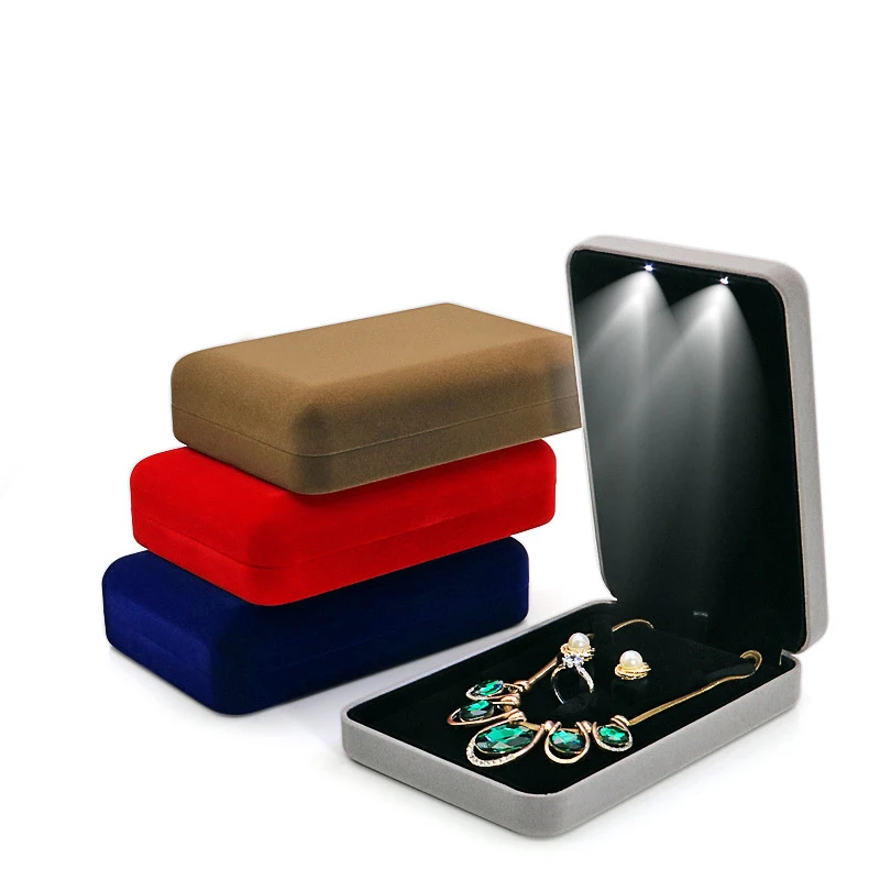Luxury LED Velvet Jewelry Box – Elegant Organizer Case for Rings, Necklaces, Earrings, and Sets – Soft Interior Display Tray Holder for Gifts, Proposals, Weddings, and Special Occasions 6