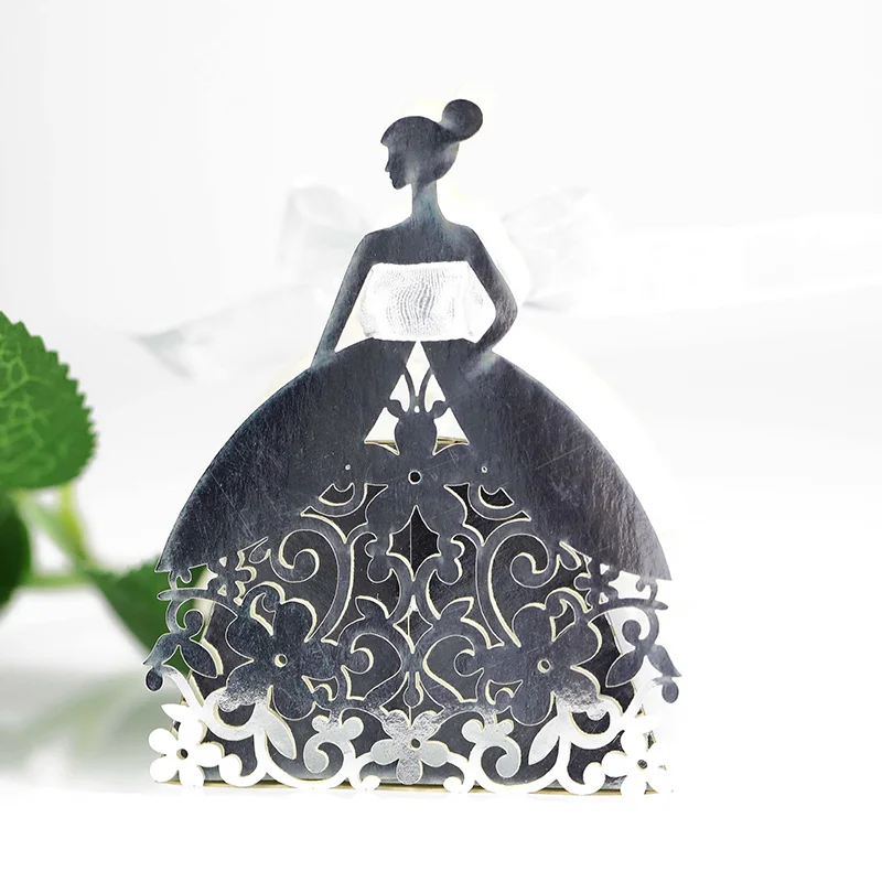 Laser Cut Pearl Paper Gift Boxes with Ribbon – Elegant Candy Chocolate Packaging for Wedding Favors, Engagements, Baby Showers, Birthday Parties, Bridal Showers, and Holiday Celebrations