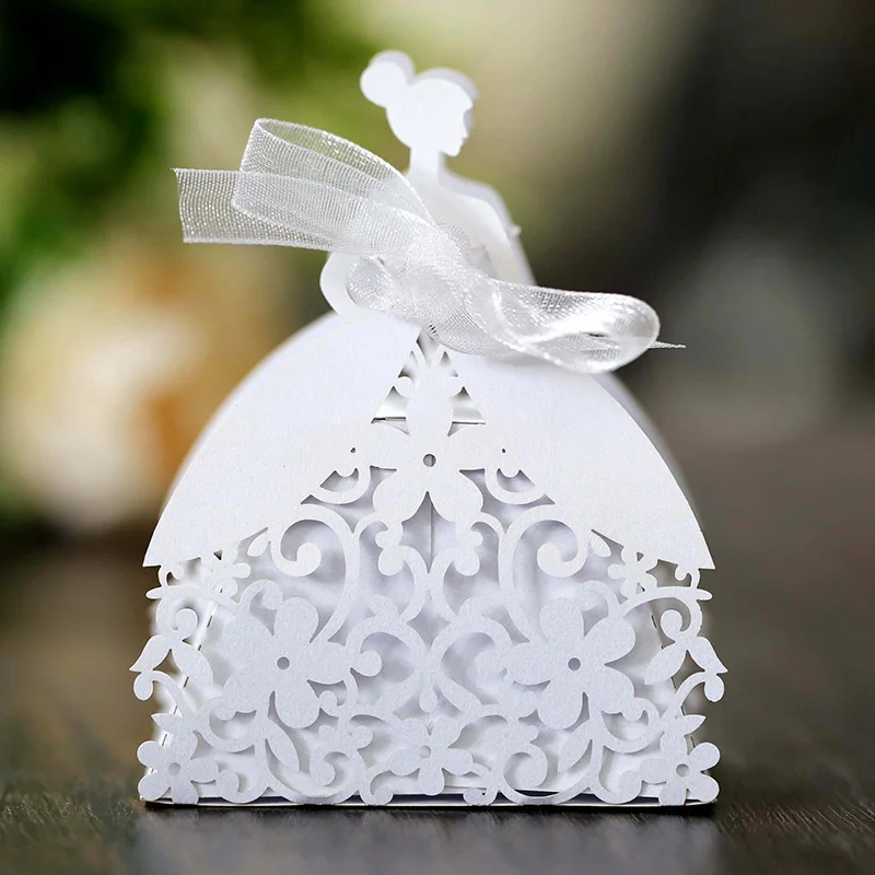 Laser Cut Pearl Paper Gift Boxes with Ribbon – Elegant Candy Chocolate Packaging for Wedding Favors, Engagements, Baby Showers, Birthday Parties, Bridal Showers, and Holiday Celebrations - 图片 15