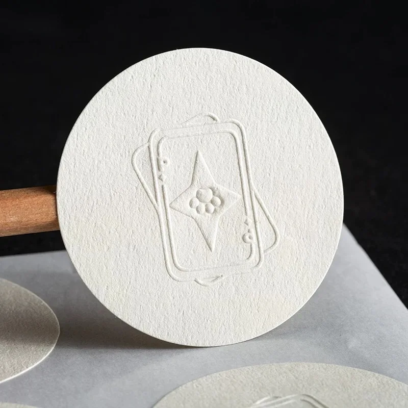 100pcs Custom Embossed White Stickers – Personalized Adhesive Seals with Name, Logo or Text – Elegant Labels for Weddings, Events, Parties, Business Branding, Gift Wrap, and Packaging 6