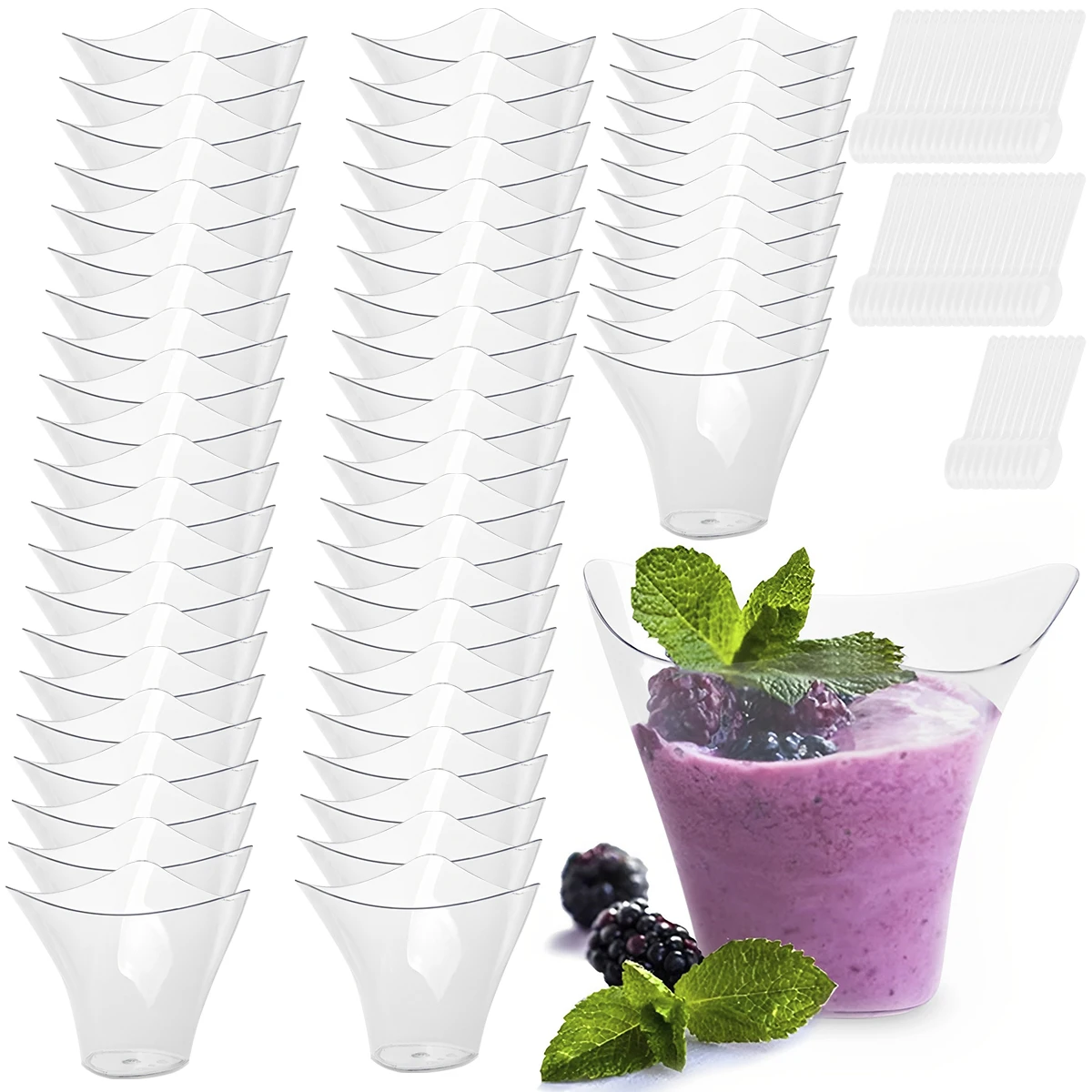 50/100pcs 3.38oz Clear Plastic Dessert Cups – Reusable Mini Dessert Bowls for Cheesecake, Ice Cream, Mousse, Pudding – Elegant Disposable Serving Cups for Parties, Weddings, Catering Events - 图片 7