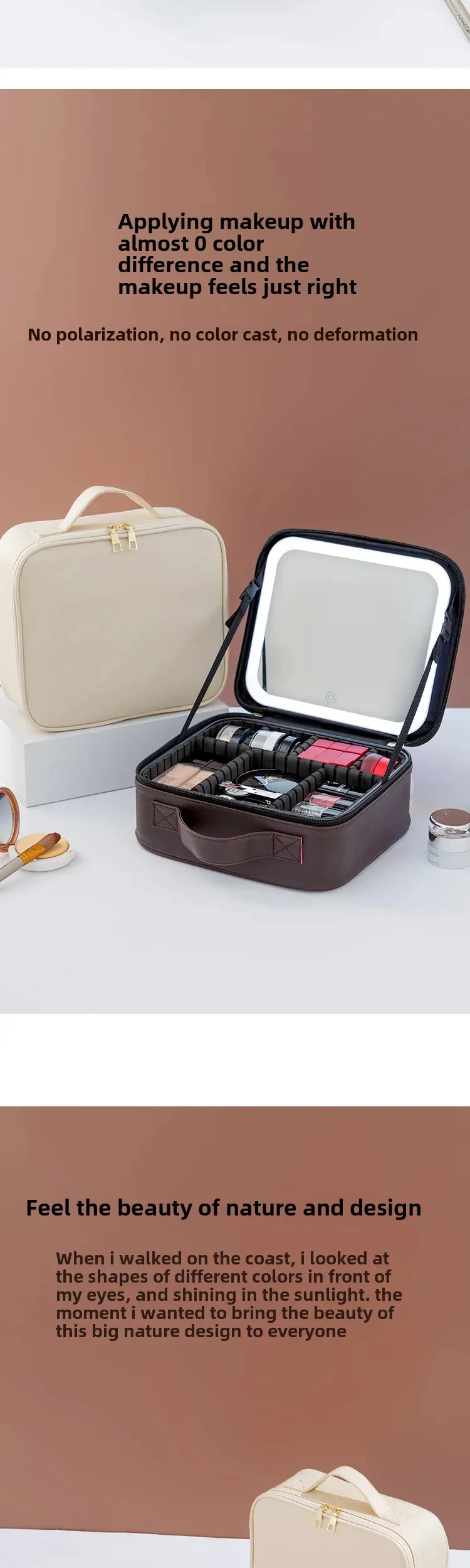 LED Lighted Travel Makeup Bag with Mirror – Portable Cosmetic Storage Case with USB Charging, Jewelry Organizer, Customizable Display Box for Vanity, Travel, and Gifts 6
