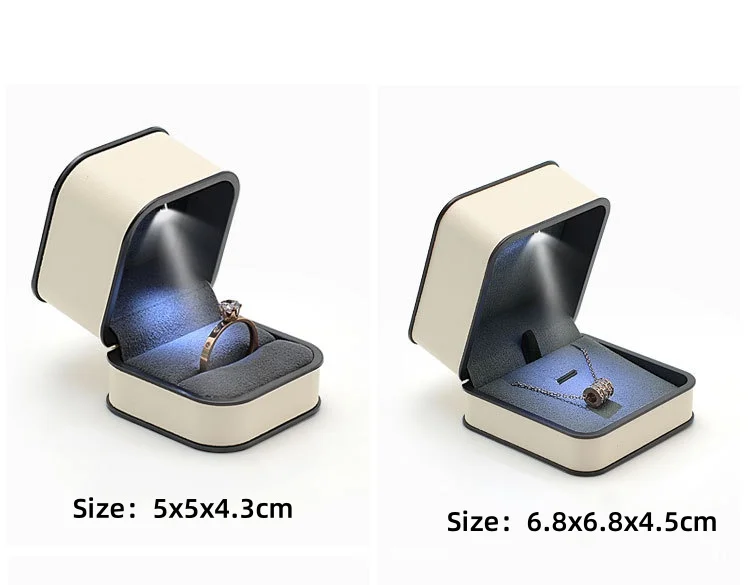 LED Light Jewelry Gift Box – Elegant Velvet Case for Rings, Necklaces & Bracelets with Built-in LED Light, Soft Interior, and Custom Logo Option – Perfect for Weddings, Engagements, and Gifting 4
