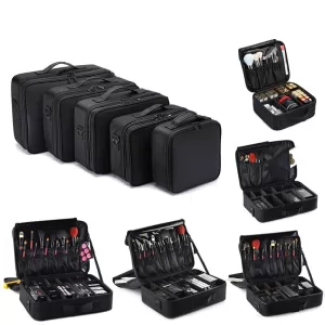Professional Makeup Case with Large Capacity – Travel Cosmetic Organizer Box Featuring Waterproof Design, Shoulder Strap, and Multiple Compartments – Ideal Beauty Storage & Train Case
