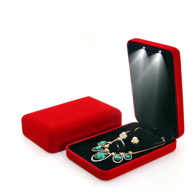 Luxury LED Velvet Jewelry Box – Elegant Organizer Case for Rings, Necklaces, Earrings, and Sets – Soft Interior Display Tray Holder for Gifts, Proposals, Weddings, and Special Occasions 9