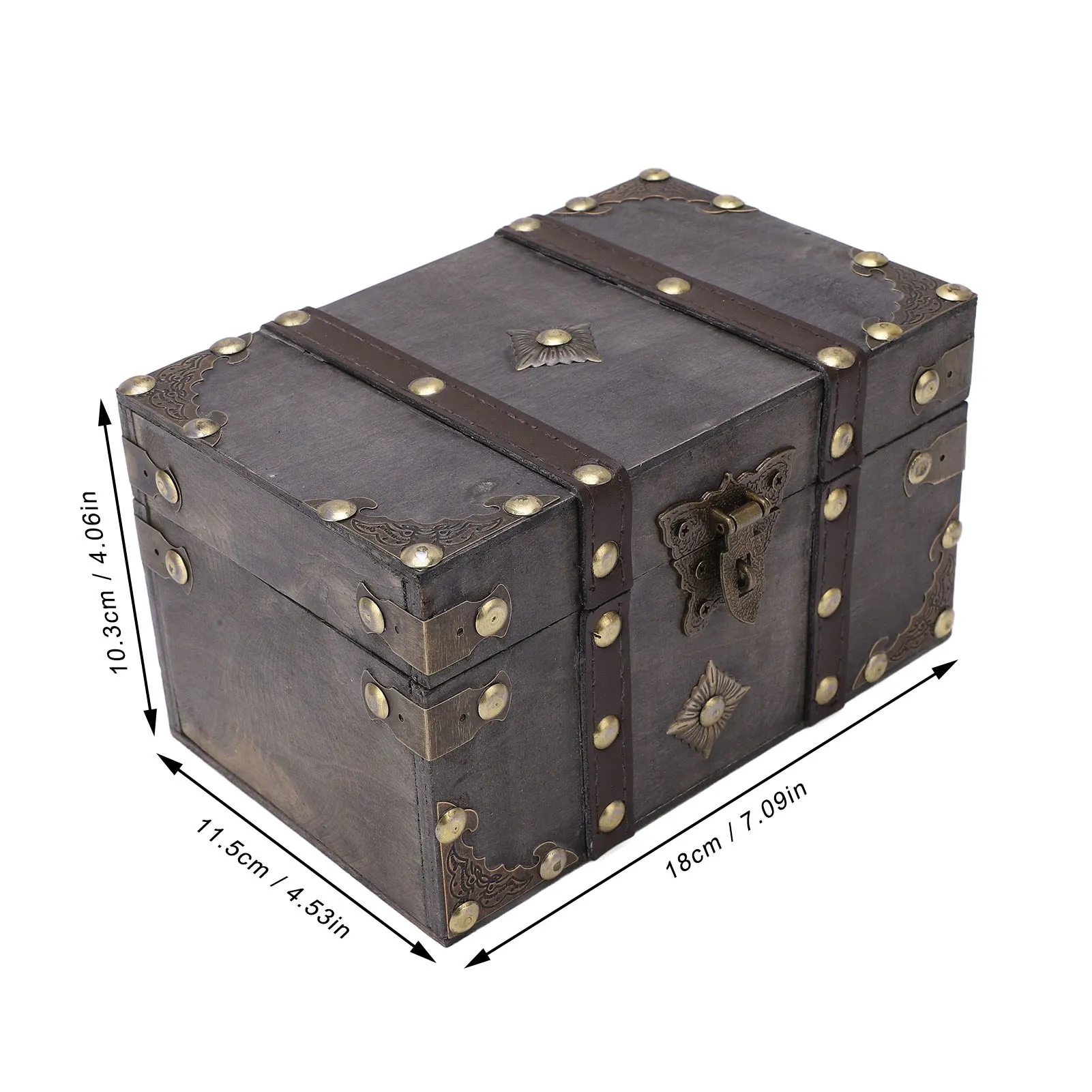 Vintage Wooden Treasure Chest with Coded Lock – Durable Wood Jewelry Box with Alloy Details for Storing Keepsakes, Gifts, Coins, Accessories, and Home Decoration. Retro Style. 3