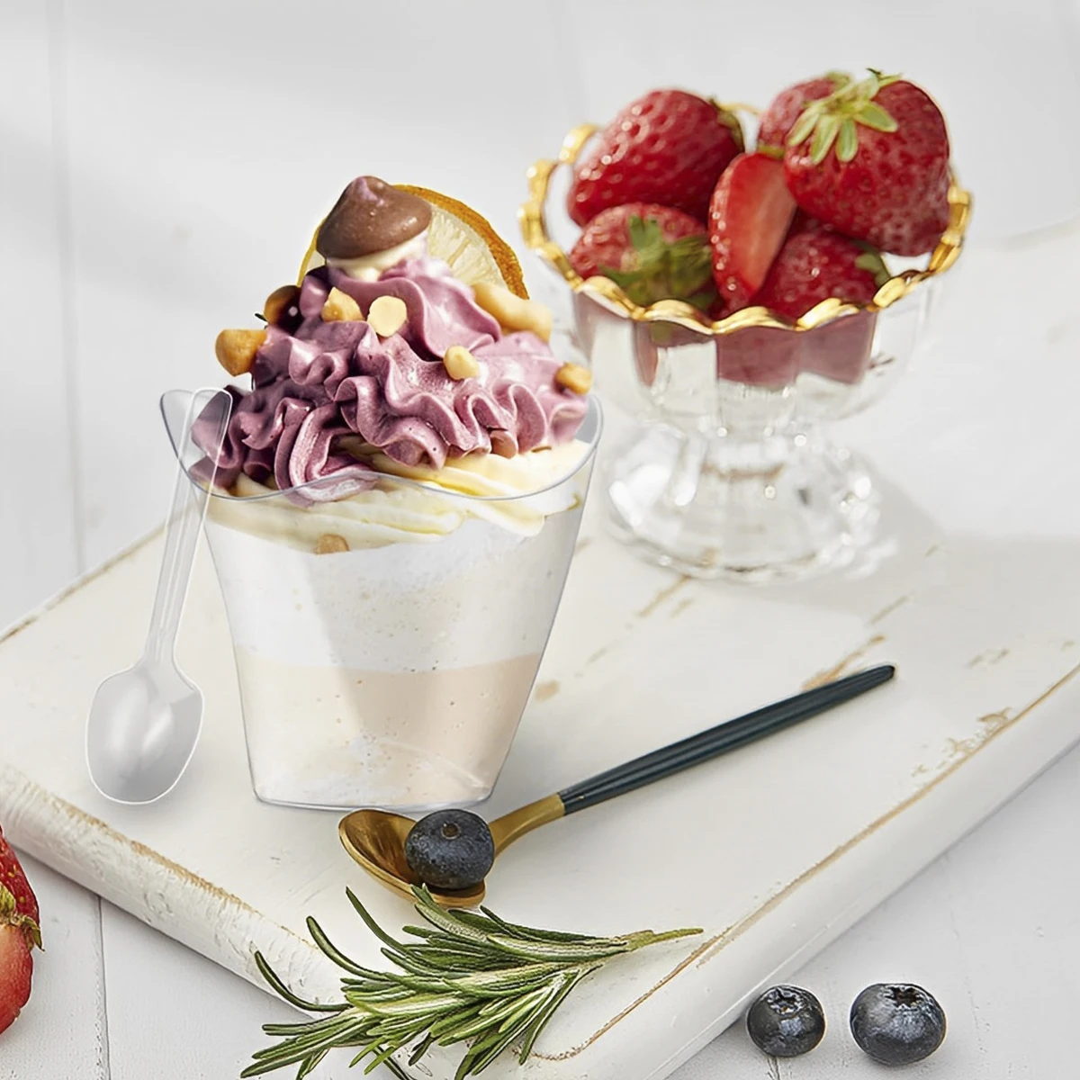 50/100pcs 3.38oz Clear Plastic Dessert Cups – Reusable Mini Dessert Bowls for Cheesecake, Ice Cream, Mousse, Pudding – Elegant Disposable Serving Cups for Parties, Weddings, Catering Events 5