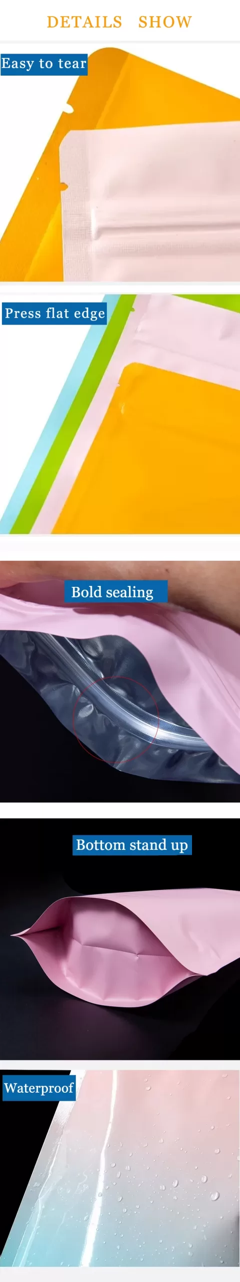 Resealable Plastic Zip Lock Stand-Up Pouches with Clear Window – Food Grade Bags for Snacks, Nuts, Coffee, Spices – Custom Printed Logo – Heat Sealable & Moisture Proof, 100–1000pcs Bulk