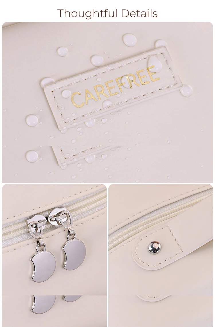 PU Leather Waterproof Cosmetic Bag with Compartments – Large Capacity Makeup Organizer for Travel, Toiletries, Brushes & Skincare – Portable Multifunctional Wash Pouch 6