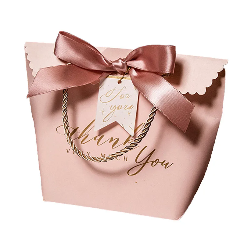 10/20Pcs Thank You Candy Gift Boxes with Handle and Ribbon – Elegant Chocolate Favor Packaging for Wedding, Birthday, Baby Shower, Anniversary Party Decorations and Guest Appreciation 3
