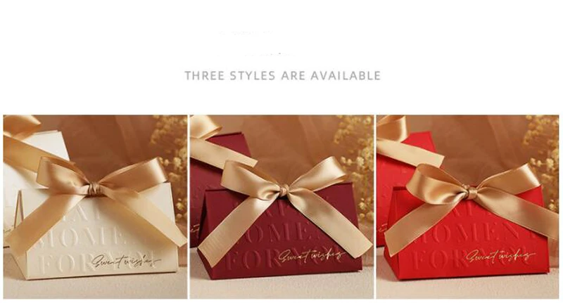 50PCS Kraft Paper Candy Gift Boxes with Ribbons – DIY Folding Favor Boxes for Wedding, Birthday, Baby Shower, Party Decorations – Elegant Bowknot Design – Easy Assembly – 6x6x10cm 1