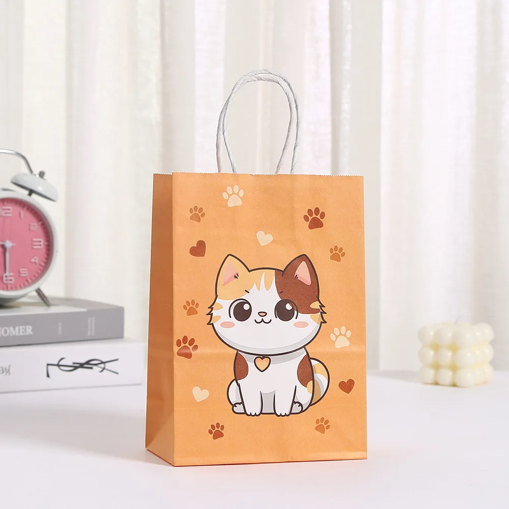 Cat Party Gift Bag – Cute Kitten Paper Bag with Handle for Kids Birthday, Baby Shower, Candy Packaging, Party Favors, Kitten Theme Decor, Custom Logo Printing Available - 图片 8