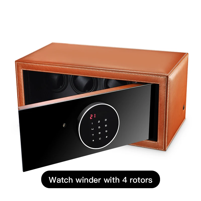 Luxury Automatic Watch Winder Safe Box – 12 Slot Brown Display Case with Quiet Motor, LED Touchscreen, Dual Lock Security, Rotation Settings for Mechanical Watches, Storage Organizer - 图片 3