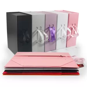 Foldable Magnetic Clamshell Gift Box – Custom logo packaging for weddings, birthdays, clothing, wigs, and party gifts. Portable, durable for stylish and professional product presentation.