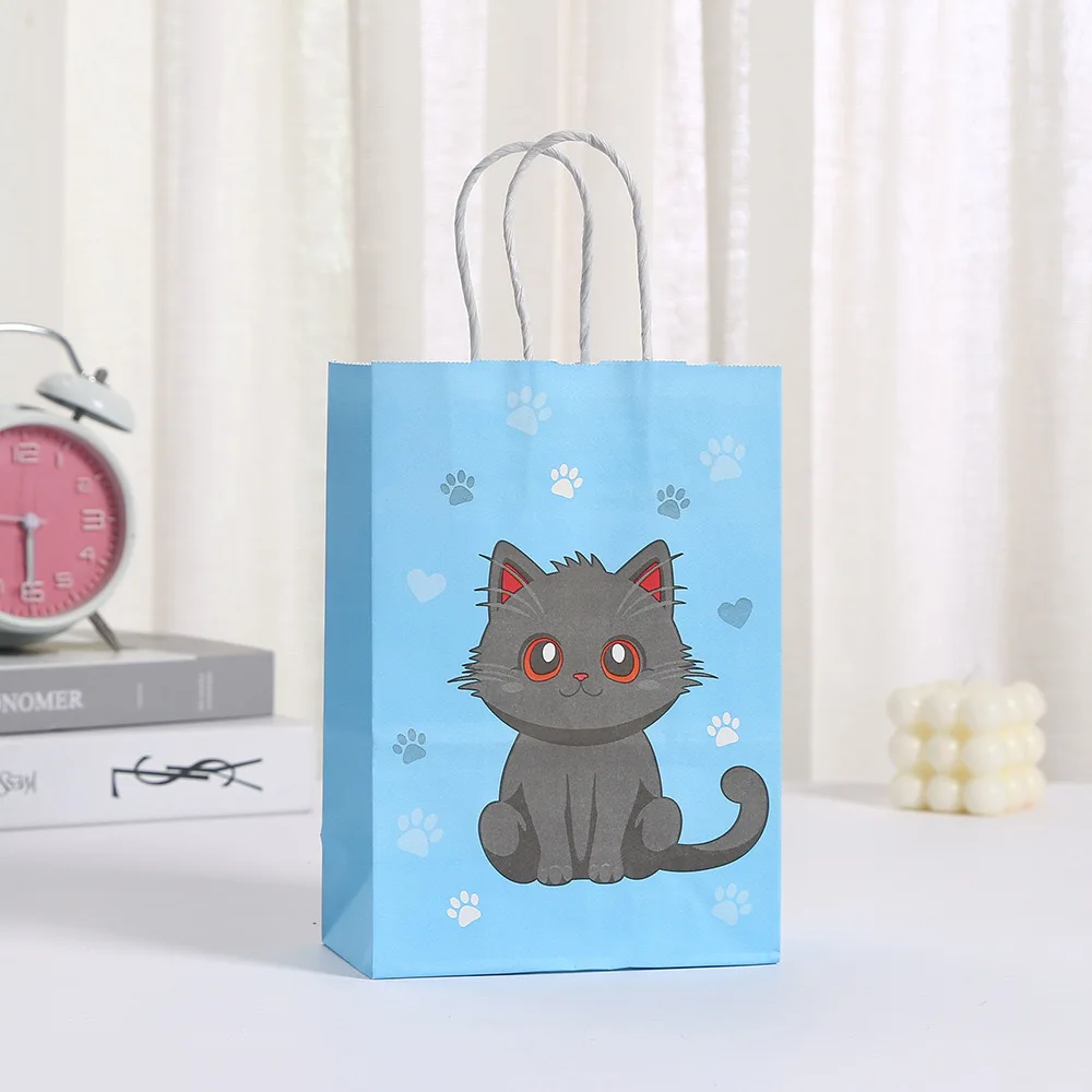 Cat Party Gift Bag – Cute Kitten Paper Bag with Handle for Kids Birthday, Baby Shower, Candy Packaging, Party Favors, Kitten Theme Decor, Custom Logo Printing Available - 图片 5