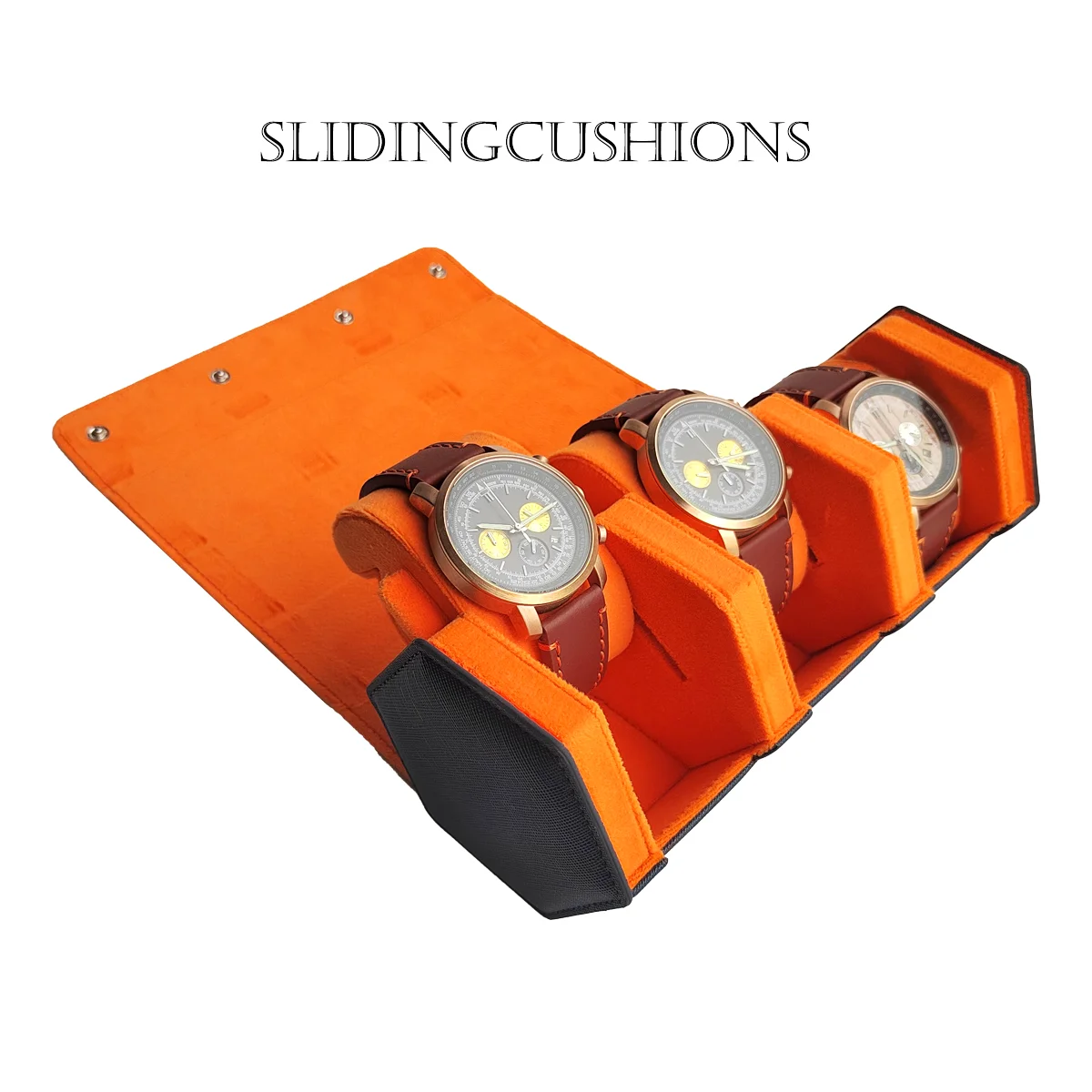 Travel Watch Organizer | Custom Blue PU Leather Travel Watch Roll Case – Embossed Logo, Velvet Suede Interior, Single/Double/Triple Slot Organizer – Portable Watch Storage for Travel & Gifting 5