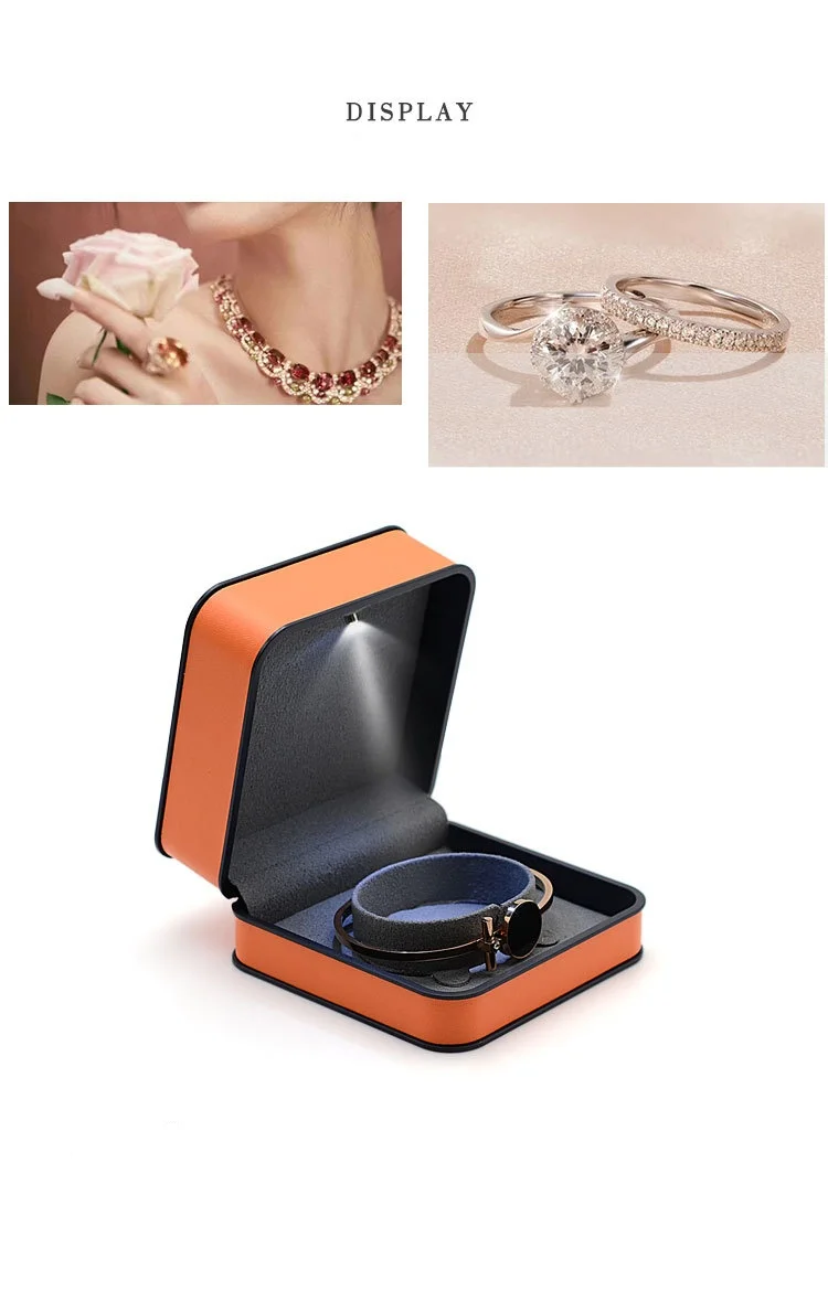 LED Light Jewelry Gift Box – Elegant Velvet Case for Rings, Necklaces & Bracelets with Built-in LED Light, Soft Interior, and Custom Logo Option – Perfect for Weddings, Engagements, and Gifting 2