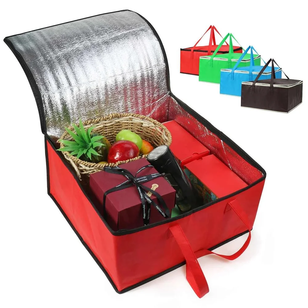Waterproof Insulated Thermal Bag 🧊 – Foldable Reusable Cooler Tote for Pizza Delivery, Food Transport & Picnic Storage