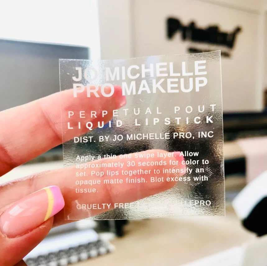 50pcs Custom Clear Stickers with White Ink – Personalized Waterproof Transparent Labels for Logos, Lip Balm, Cosmetic Bottles, Wedding Favors & Small Business Packaging 50pcs Custom Clear Stickers with White Ink – Personalized Waterproof Transparent Labels for Logos, Lip Balm, Cosmetic Bottles, Wedding Favors & Small Business Packaging