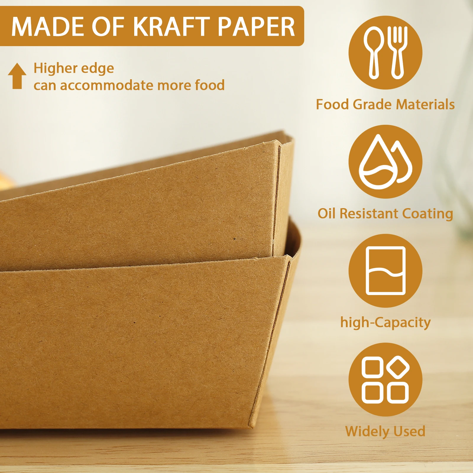 Paper Food Trays Disposable 100 Pack – Grease-Resistant Kraft Paper Snack Serving Boats for Fries, Hot Dogs, Nachos, BBQ, Popcorn, Parties, Carnivals & Food Trucks – 1 lb Capacity Eco Friendly