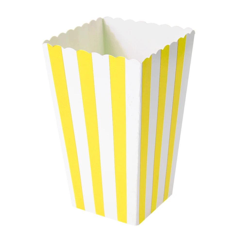 12-Pack Foldable Paper Popcorn Boxes – Colorful Treat Holders for Snacks, Candy, Chips – Party Favor Containers for Birthdays, Movie Nights, Baby Showers – Blue, Green, Pink Striped Design - 图片 7